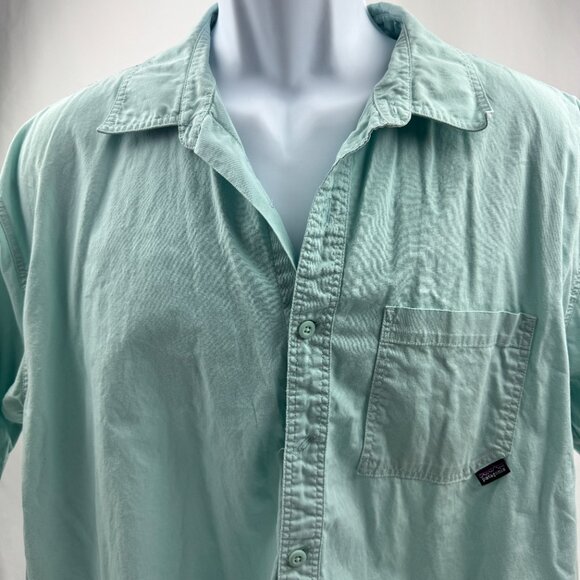 Patagonia Organic Cotton Mens Light Blue Short Sleeve Button Down Shirt Size L - Picture 2 of 5